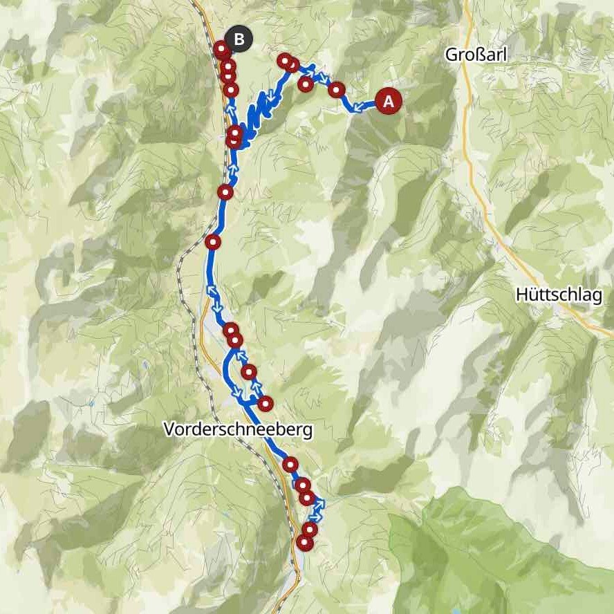 Biketour Großarl + Bad Gastein Wasserfall Karte_quer
